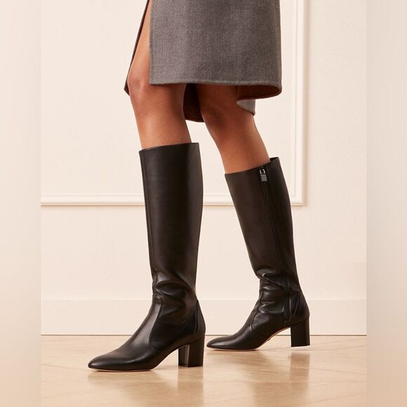 NEW Stuart Weitzman YULIANA 60 KNEE-HIGH ZIP BOOT in black leather - Picture 7 of 15